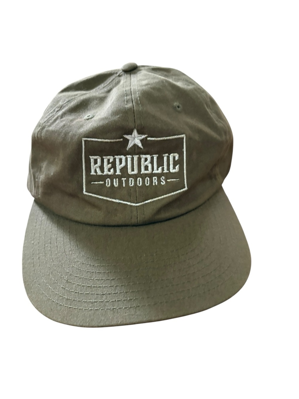 Republic Outdoors Olive Green Embroidered Baseball Cap - Unisex